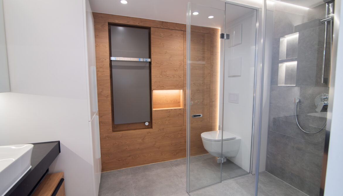 Oświetlenie w łazience modułowej